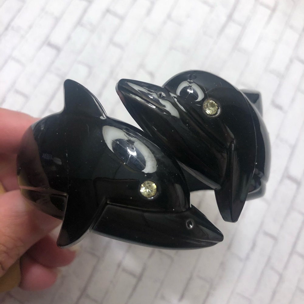 Dolphin Black Sea ocean hinged bangle bracelet